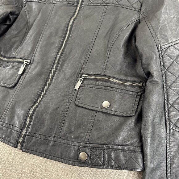 BNCI by blanc noir Faux Leather Motorcycle Jacket Grunge Biker Black Medium - Picture 4 of 8